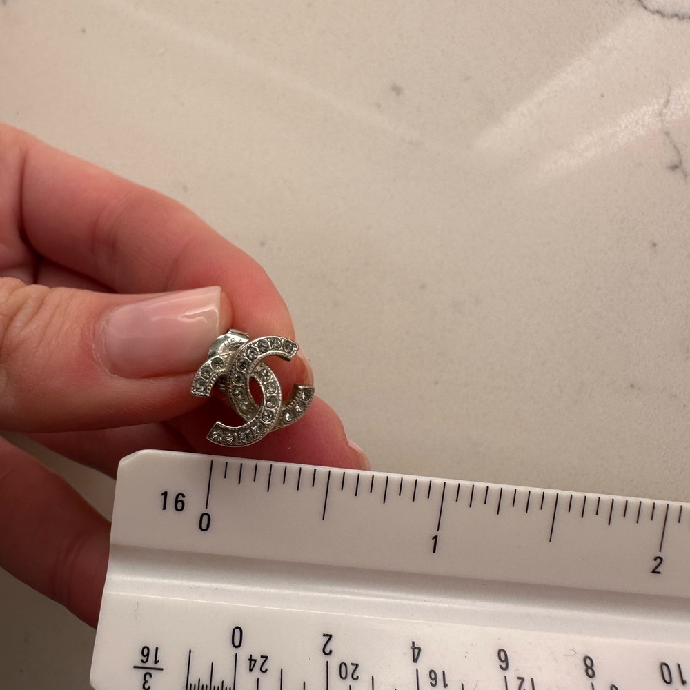 Authentic Chanel Cc Stud Earrings - image 3